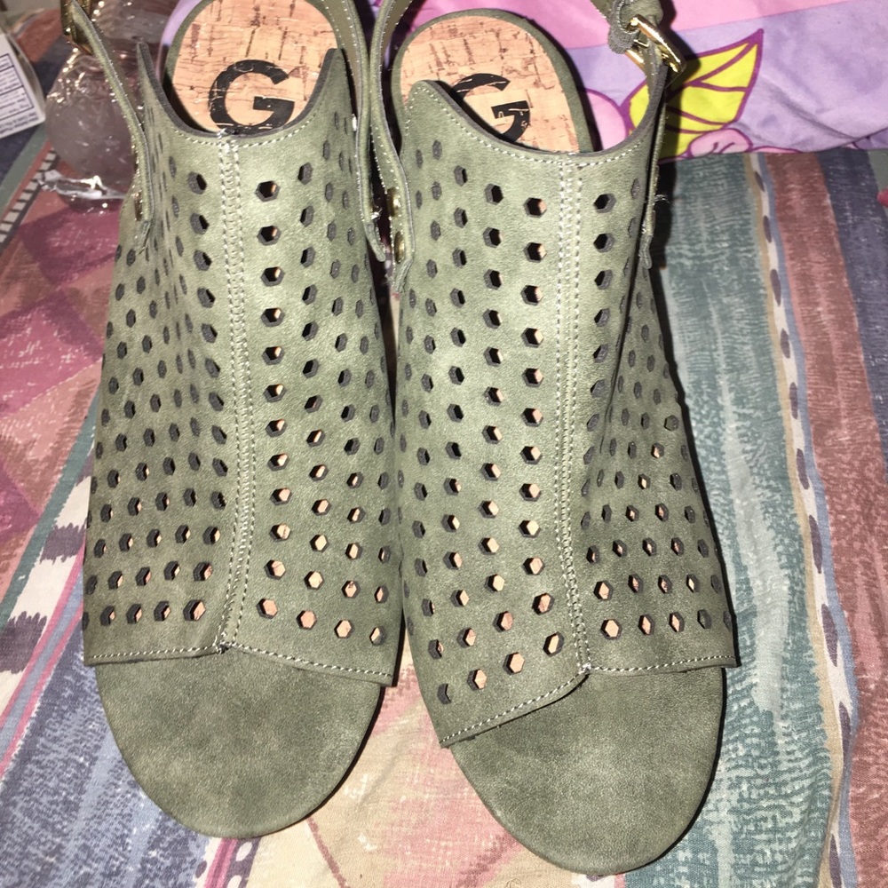Olive green wedges