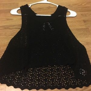 Black knitted crop top