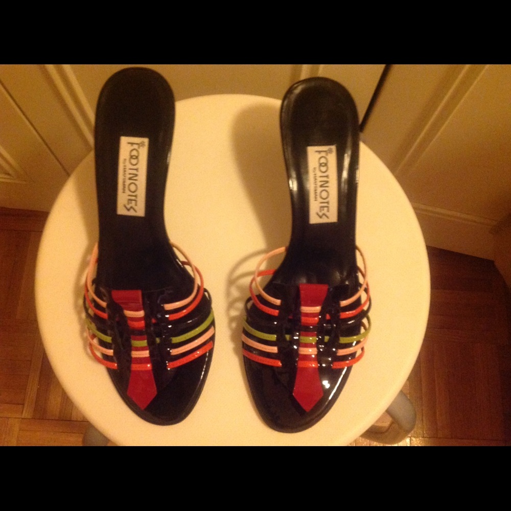 Footnotes Black Patent Leather Multi-Colored Mule