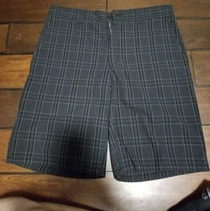 Dickies 34 Shorts Black Gray Plaid