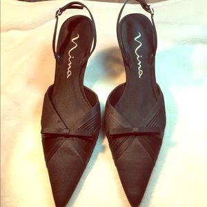 Nina Formal black satin heels