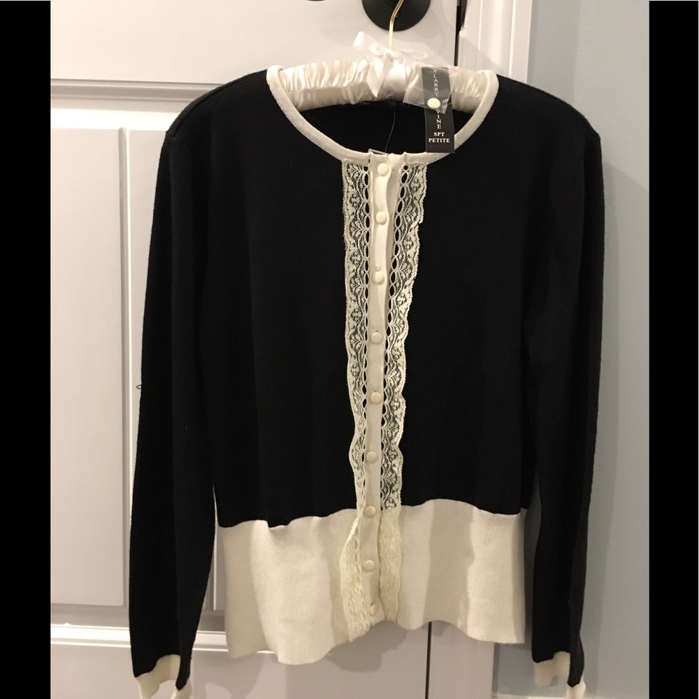 Larry Levine Black Sweater with Lace