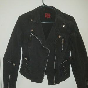 Eva Blue Crop Black Jacket