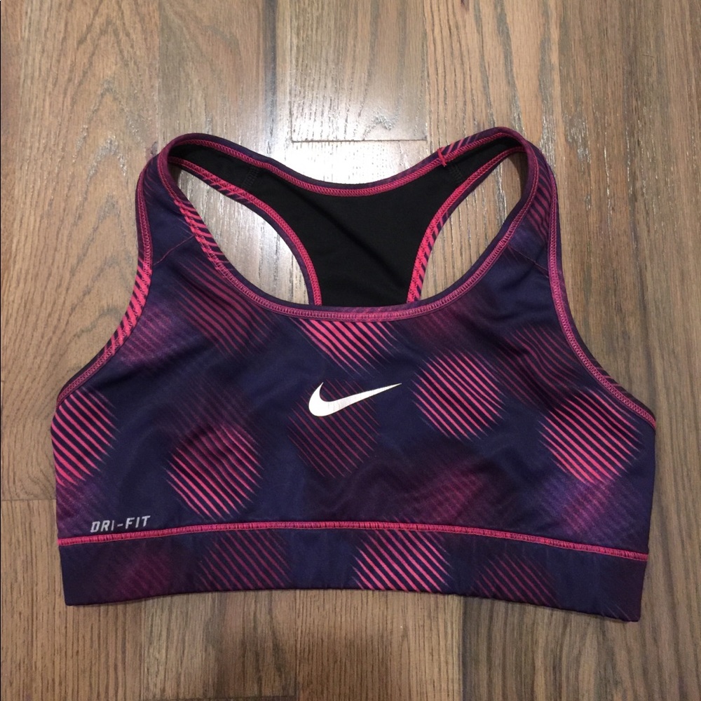 Nike sports bra purple and pink design