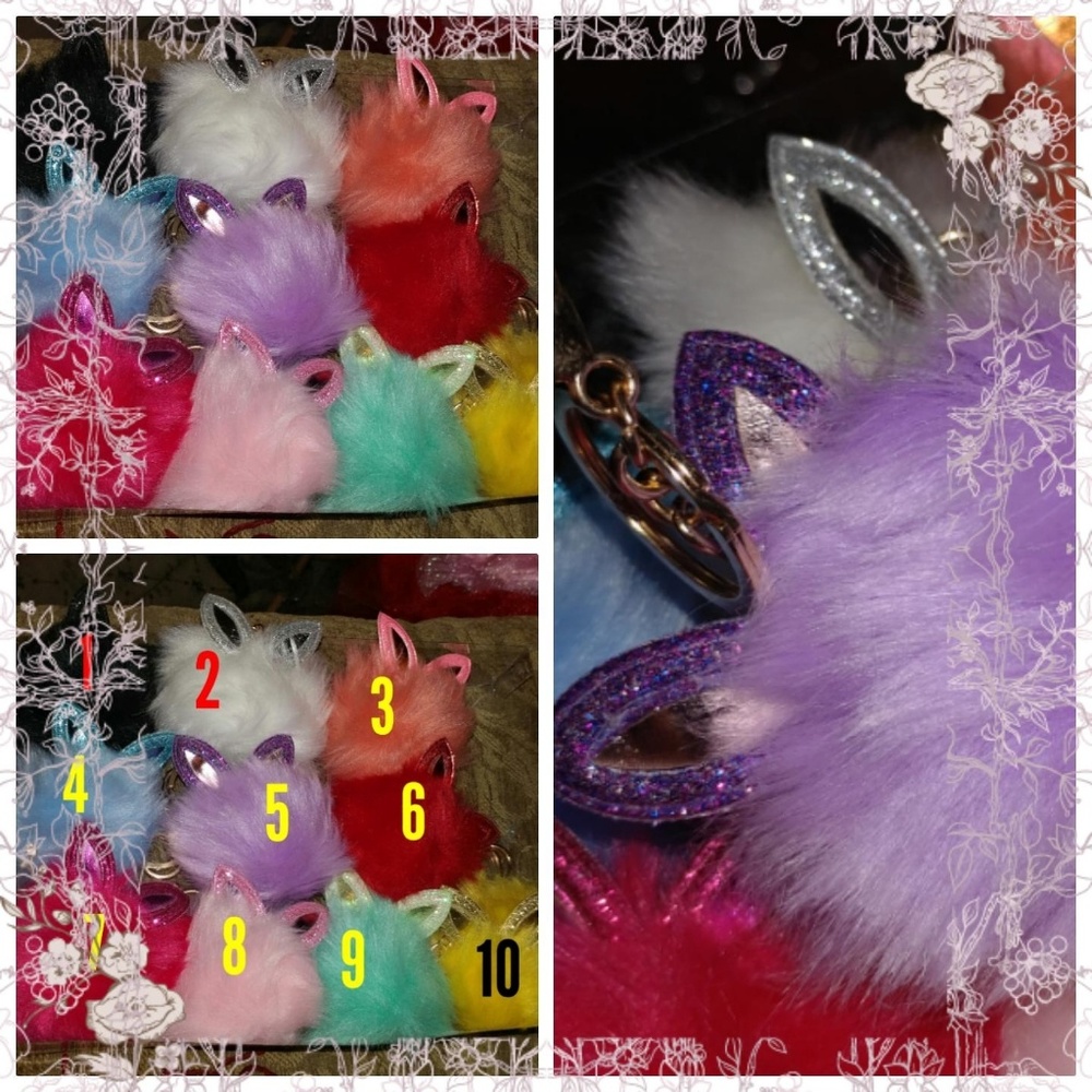 Fluffy Pom Pom Rabbit Ear Fur Ball Key Chain Ring