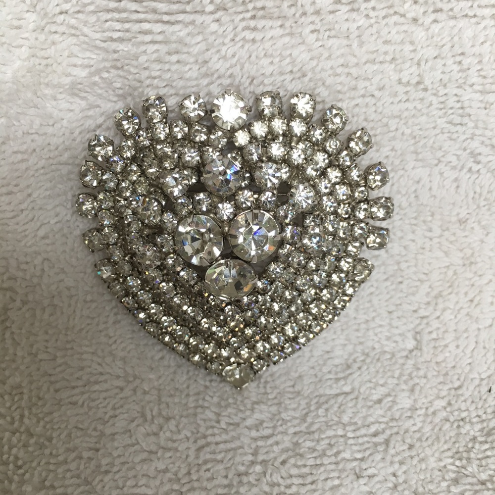 Vintage Rhinestone Heart Shaped Pin