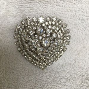 Vintage Rhinestone Heart Shaped Pin