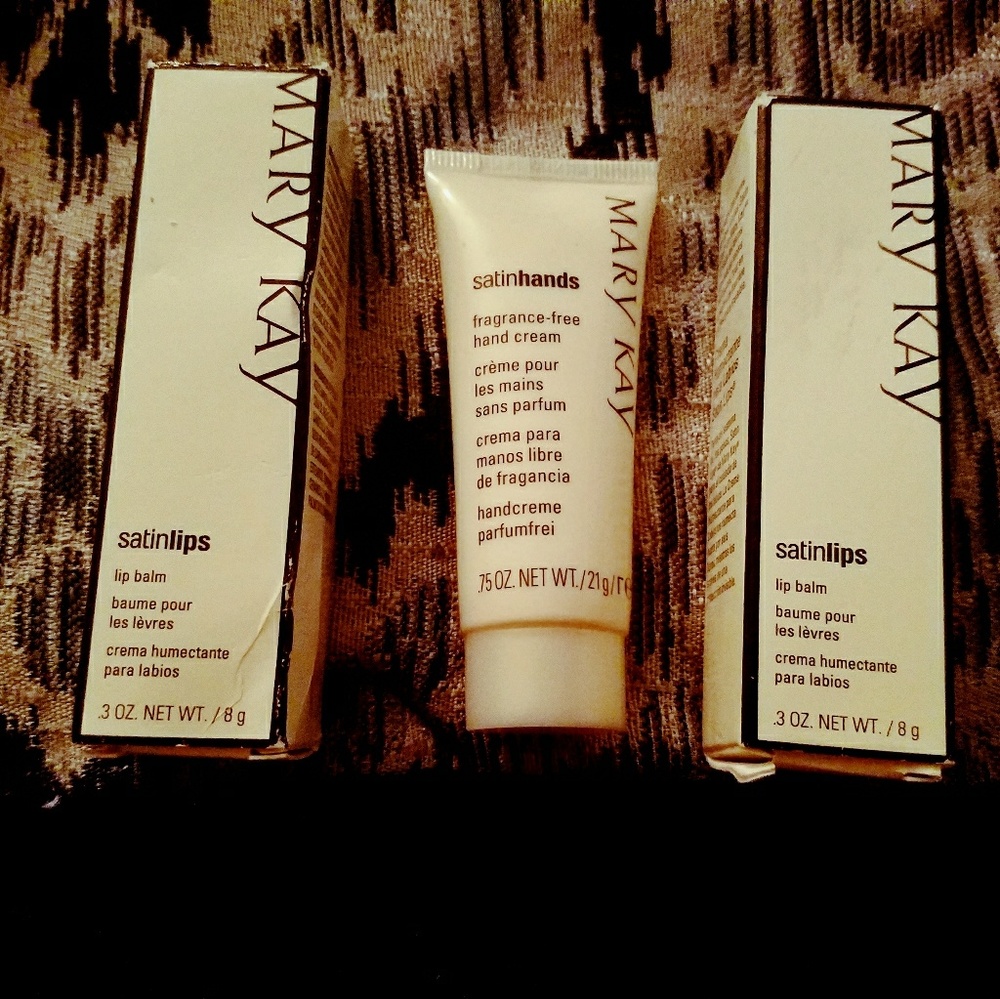 2 satin lip balms , and 1 satin lotion