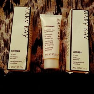 2 satin lip balms , and 1 satin lotion