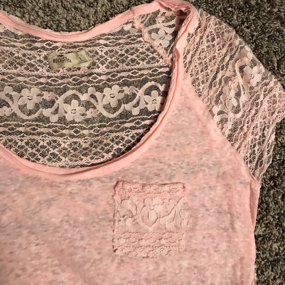 Pink Hollister lace tee
