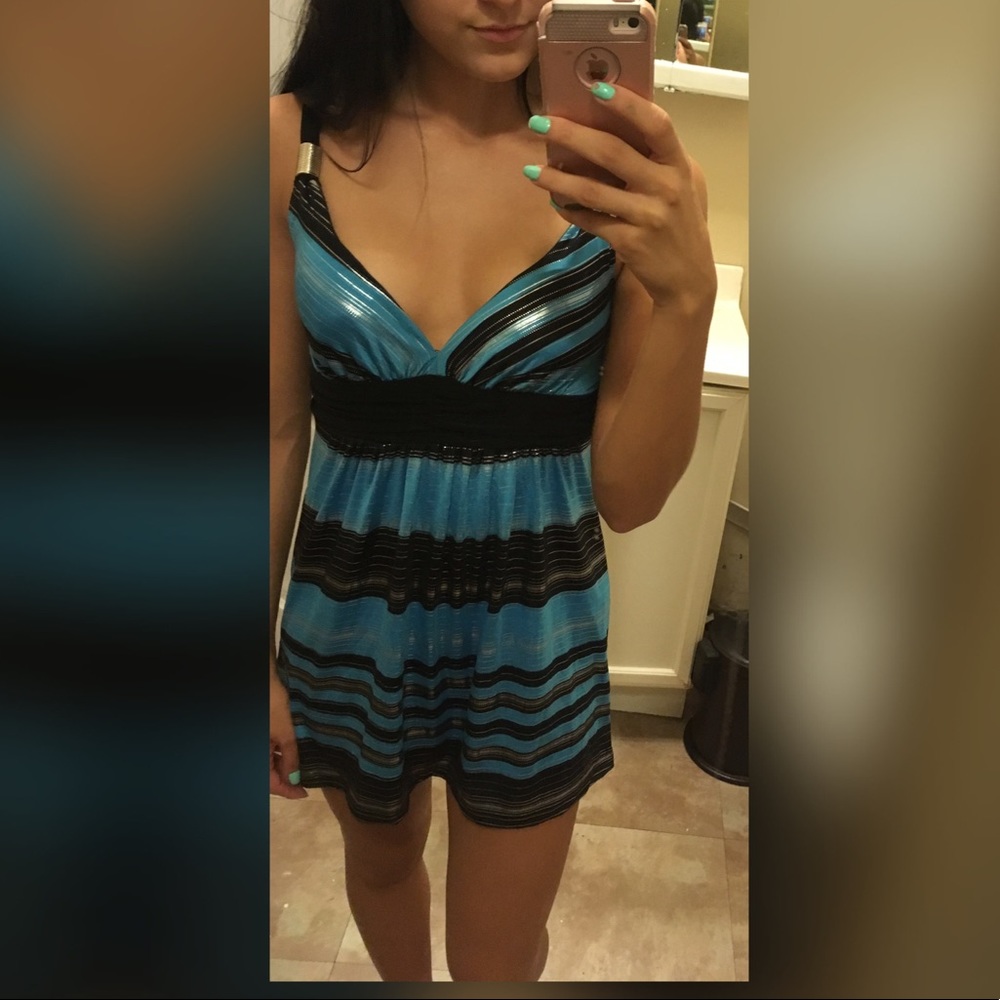 Blue, Black & Silver Short dress