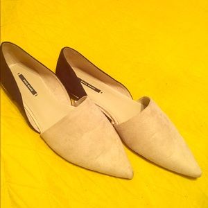 ZARA suede black and nude flats - size 37 -