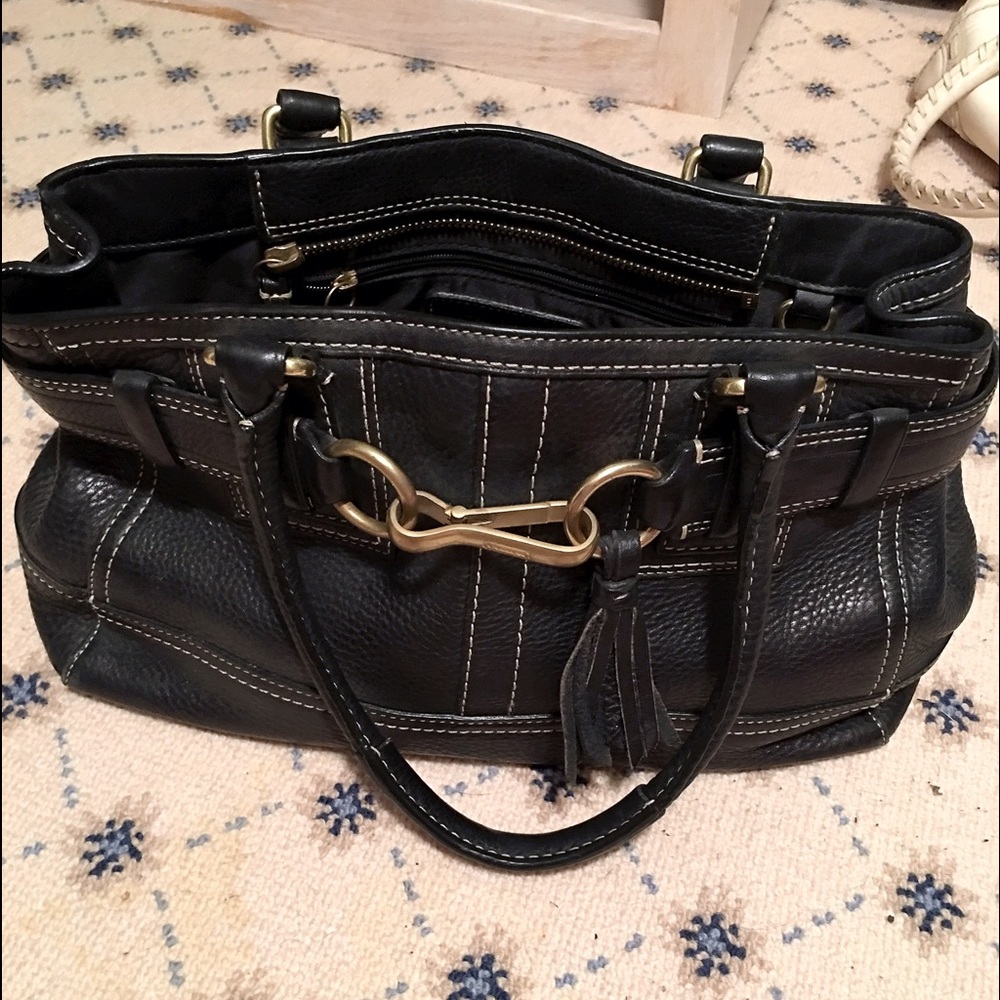 Black and Gold Leather Coach bag