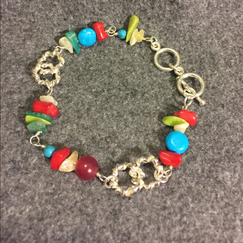 Sterling and bead/stone bracelet by Handpicked
