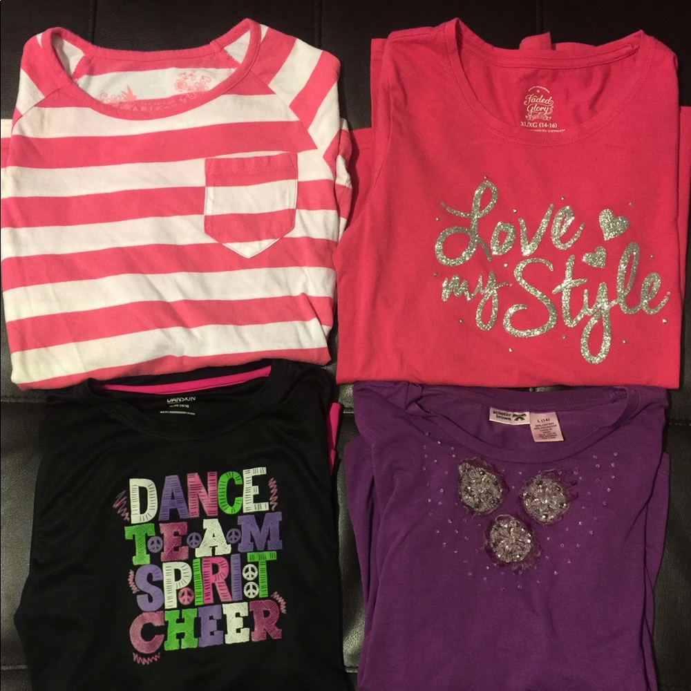 Four long sleeve shirts size 14-16 girls