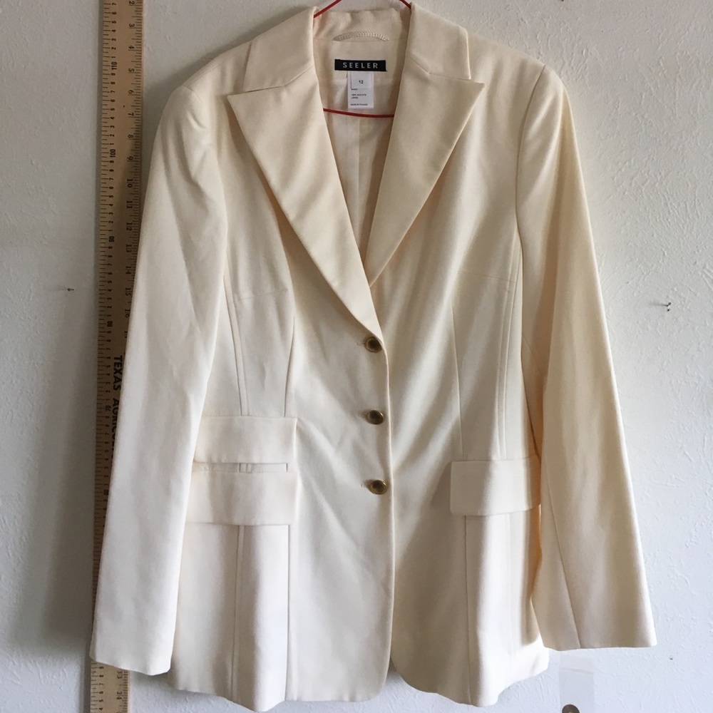 New NWT creamy work dress SUIT jacket GOLD buttons