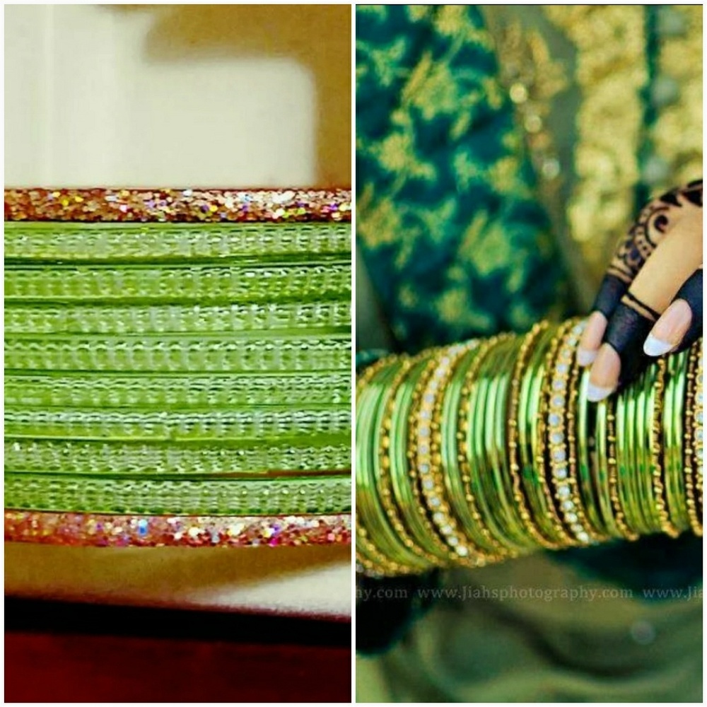 Indian Green glass bangle bracelets