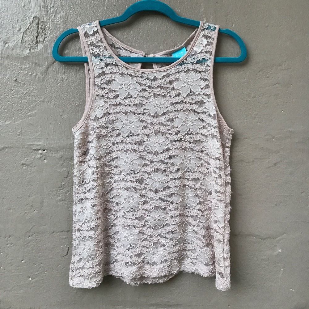 Beige lace tank top