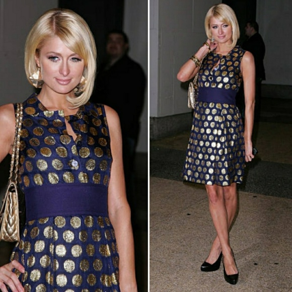 Marc by Marc Jacobs Dot Dress Navy/Gold - Size 4 - Picture 1 of 8