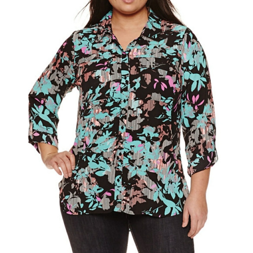 Boutique Button Down Hi-Lo Top