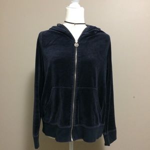 Michael Kors dark navy blue velour hoodie