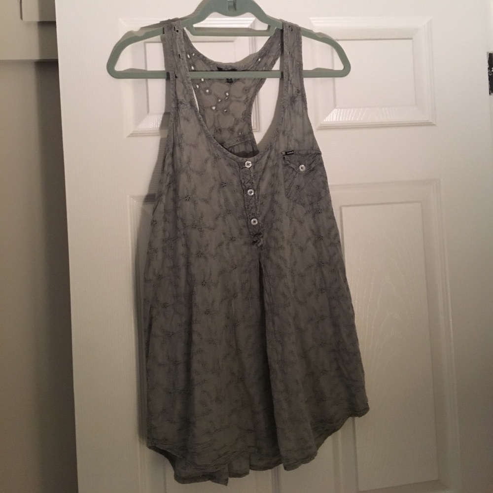 Green floral razor back tank - Hurley