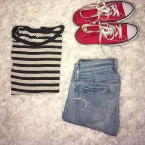 American eagle stripe t shirt