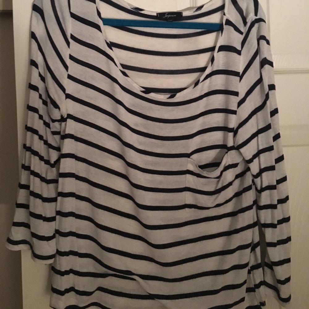 Blue and white crop top