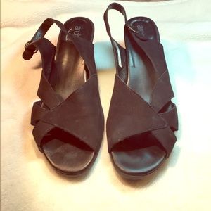 Arche Black Suede sling back heels