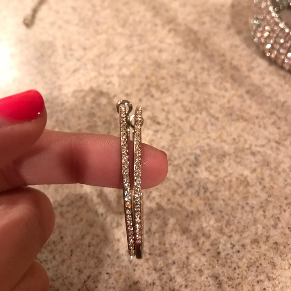 small hoops with crystals on front and underneath