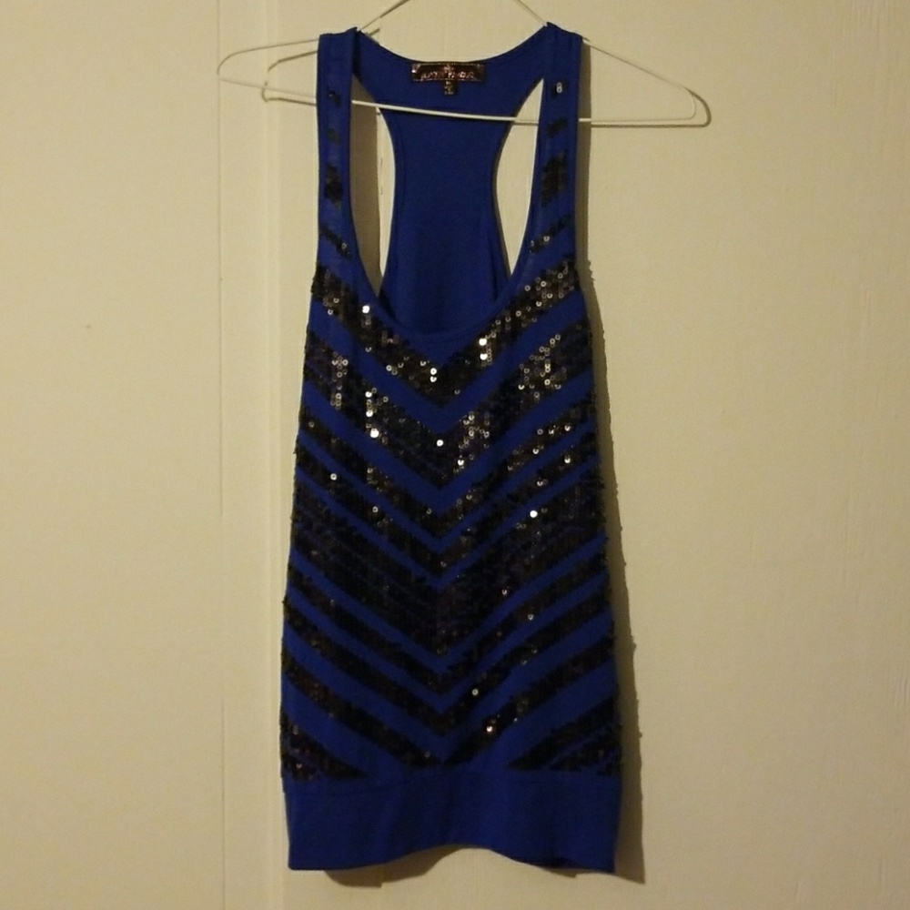 Almost famous sequin tank blue