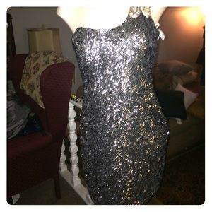 Silver sequined Cocktail Dress
