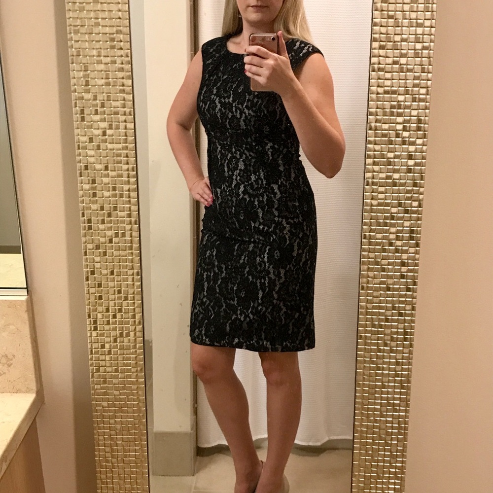 Black and white lace dress