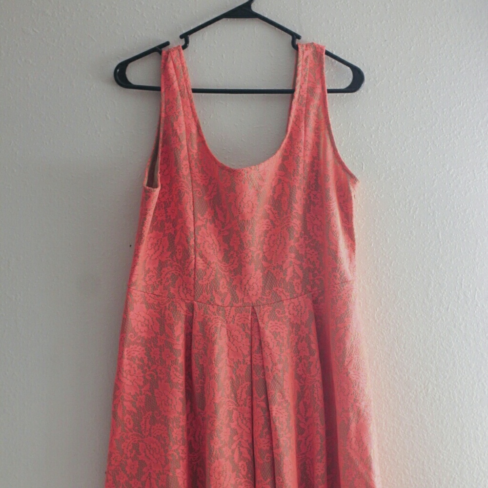Deb XXL neon orange pink and nude dress