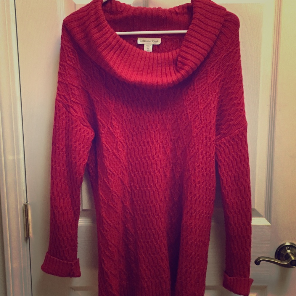 Coldwater Creek oversized Christmas Red Tunic