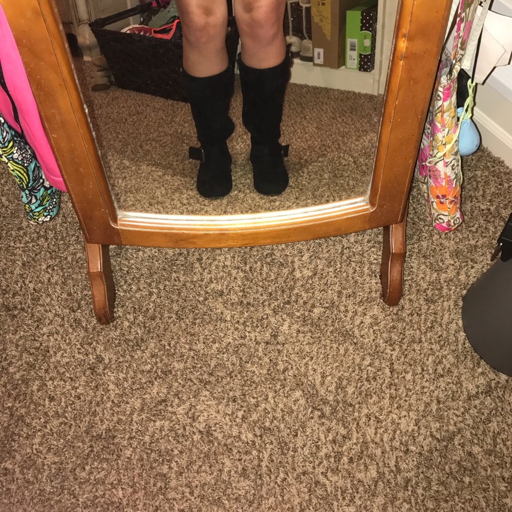 Black suede Knee High Justice Boots