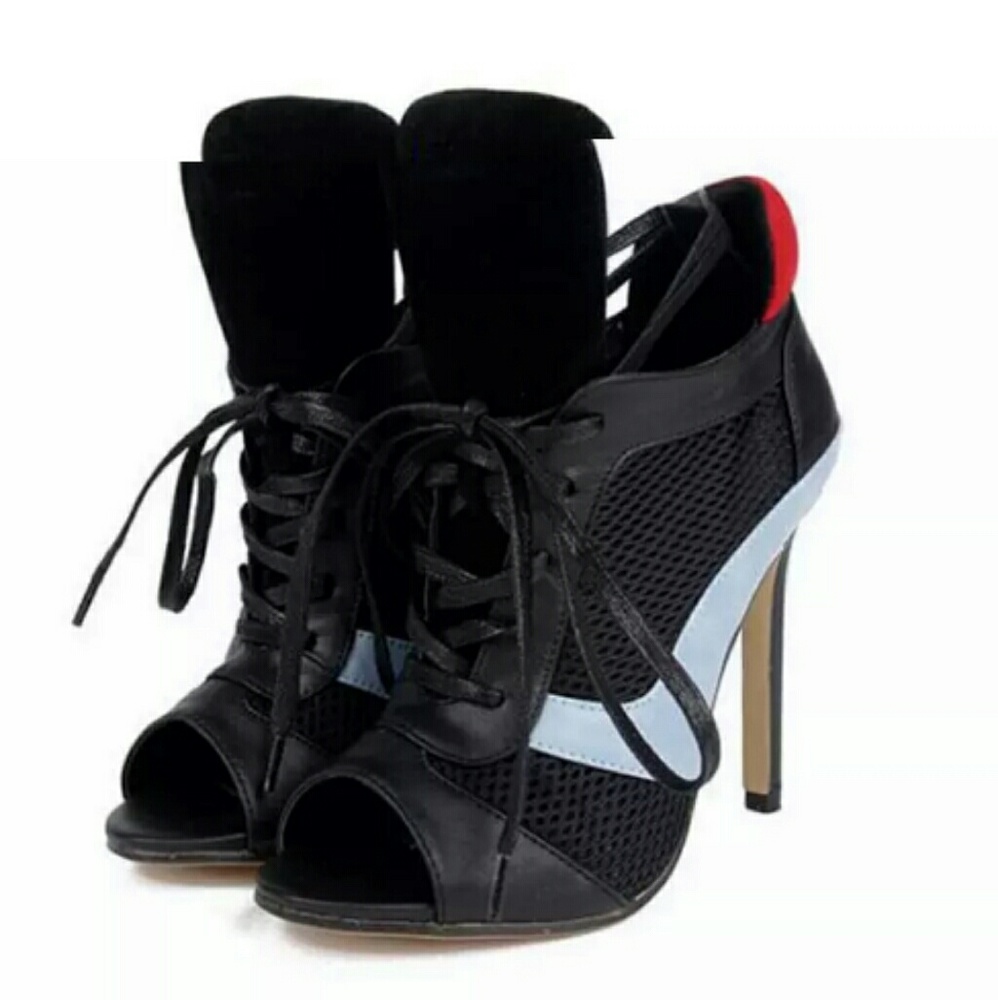 PRICE DROP!!! Lace up peep toe multi color bootie