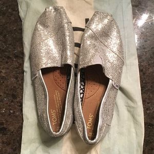 TOMS, Silver glitter shoes