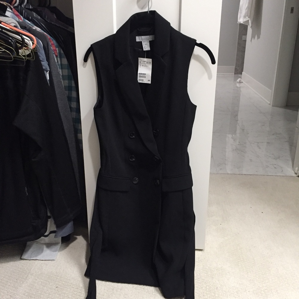 H&M double breasted long blazer size 2 NWT