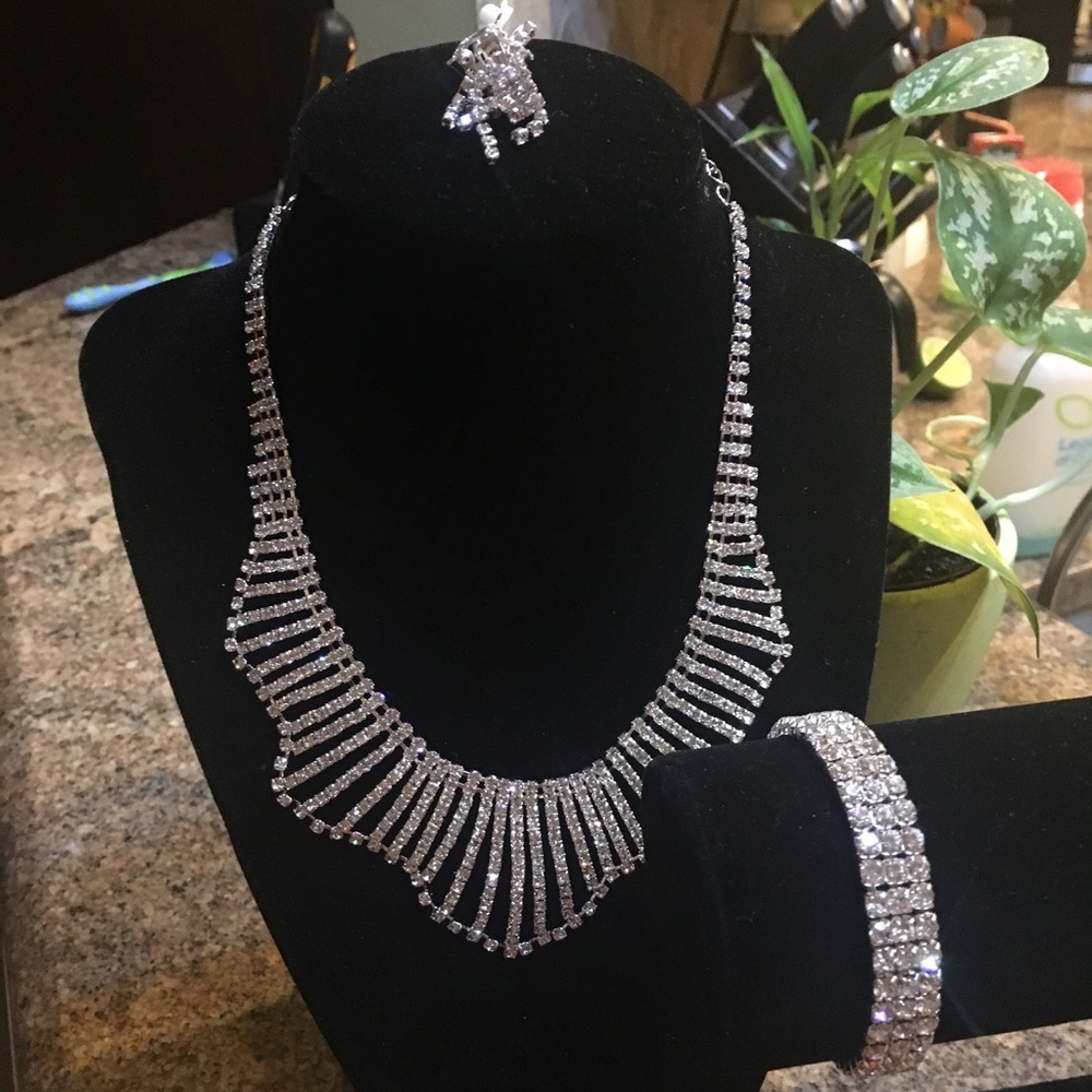 jewelry set of necklace, earrings and bracelet