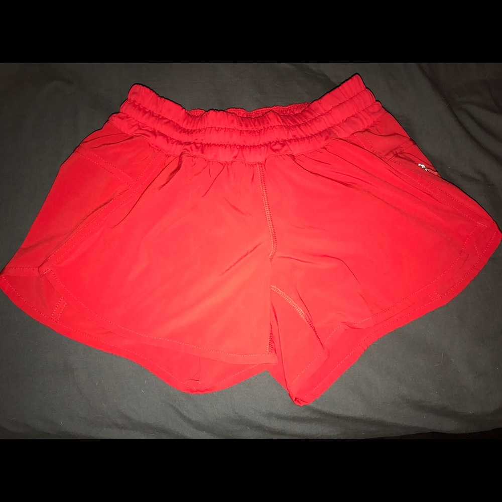 Red lululemon tracker short