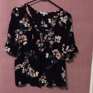 Floral black AE top