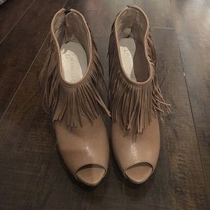 Tan Fringe Heels