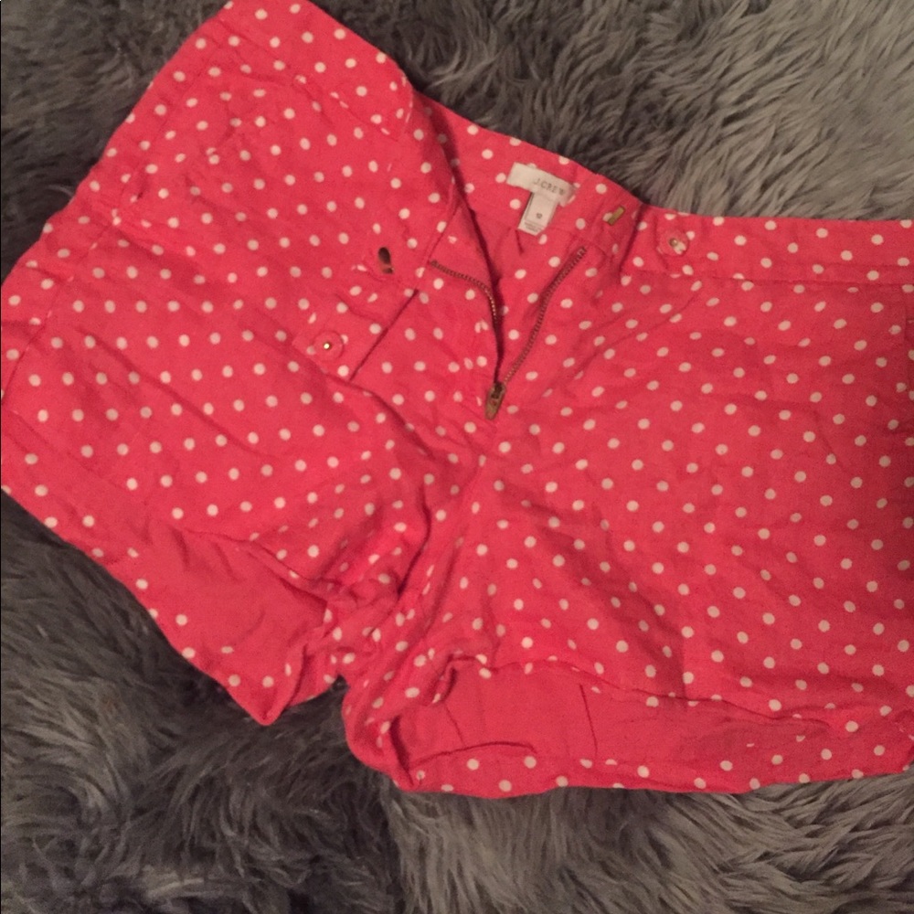  J.CREW Coral Pink Polka Dot Shorts 