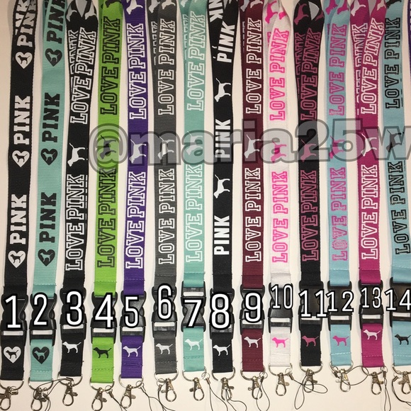 Victoria/'s Secret Love Pink Lot of 3 Black White New NWOT ID Keychain Lanyards