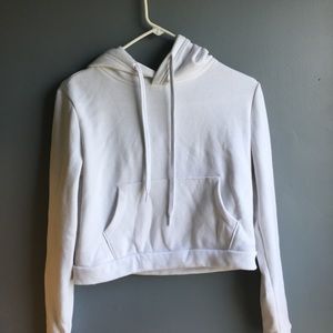 White semi-cropped hoodie