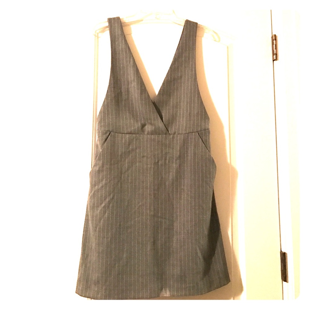 Grey and white pinstripe dress