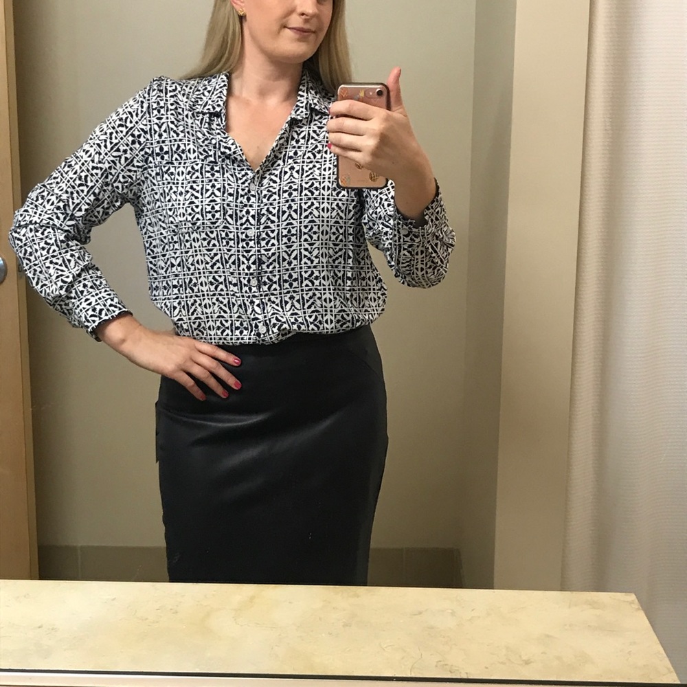 Navy and white blouse