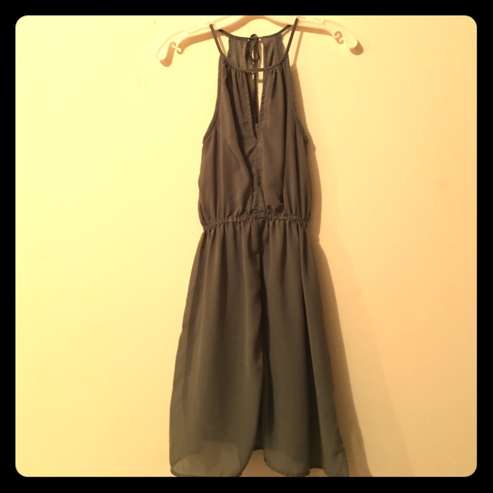 Olive green cutout mini dress by Japna