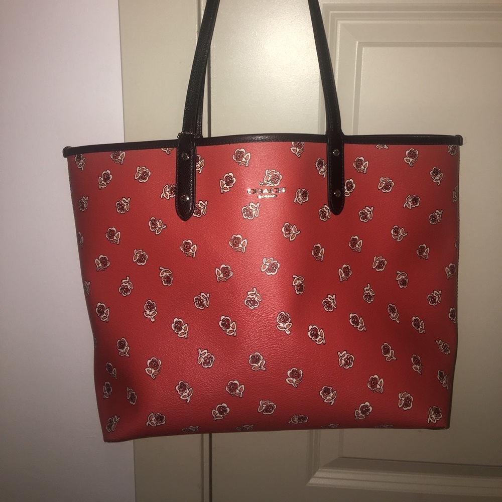 Coach Reversible Black to Floral Tote